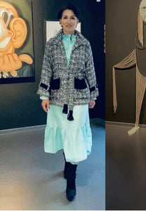 Aileen Seiden leinen Dress Rock Bluse Mint-Türkis